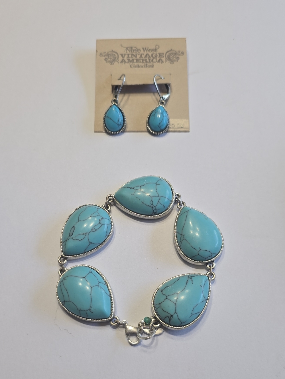 Nine West Vintage America Turquoise Teardrop Bracelet and Earring Set